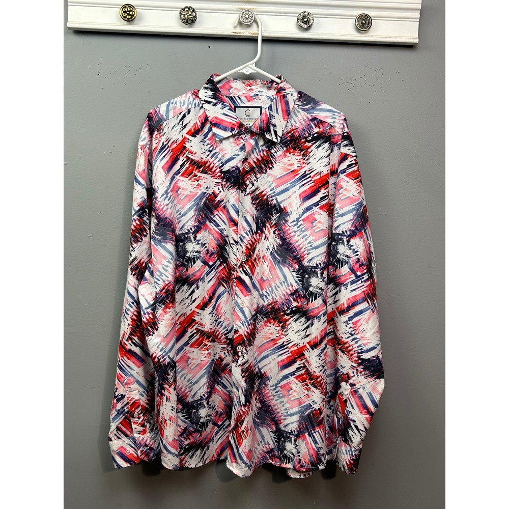 Suslo Couture Mens 3XL‎ Slim Fit Button Down Shirt Abstract Pattern